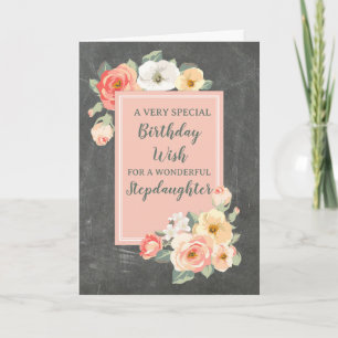 Cartão Peach Flowers Stepchild Birthday Card