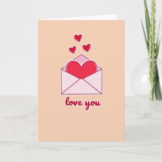 Cartão Peach Hearts Love You Card (Frente)