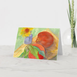 Cartão Peaches Fresh Fruit Daisy Flower Happy Birthday