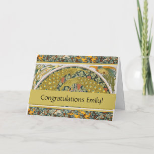 Cartão Peacock Art Nouveau Estilo redondo intrincado desi