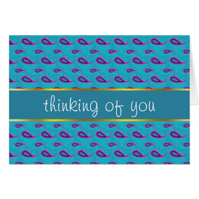 Cartão Peacock Blue Paisley (Frente Horizontal)