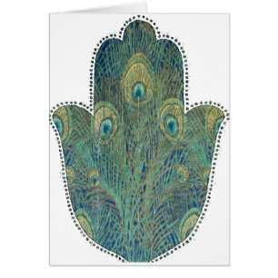 Cartão Peacock Feather Hamsa