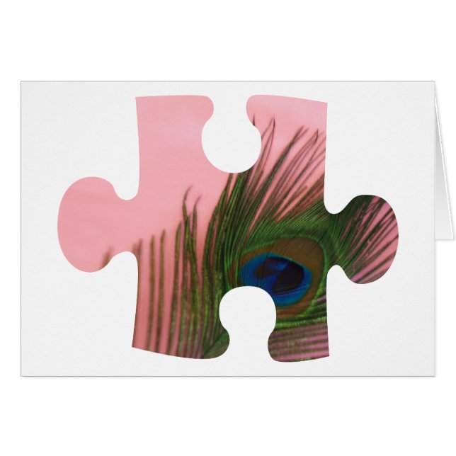 Cartão Peacock Feather Quebra-cabeça (Frente Horizontal)
