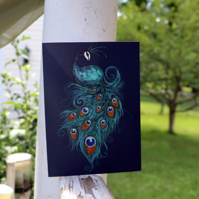 Cartão Peacock Feather Teal Peacocks (Criador carregado)