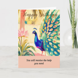 Cartão peacock happy birthday