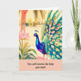 Cartão peacock message happy birthday