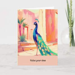 Cartão peacock message happy birthday