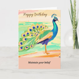 Cartão peacock message happy birthday