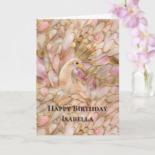 Cartão Peacock Rosa Cinza Dourado Glam