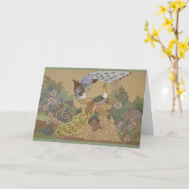 Cartão Peacocks Estilizados no Jardim Flor