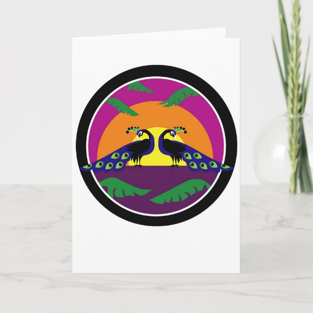 Cartão Peacocks no Sunset (Frente)
