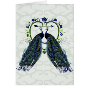 Cartão PEAFOWL paciock amor coração personalizado