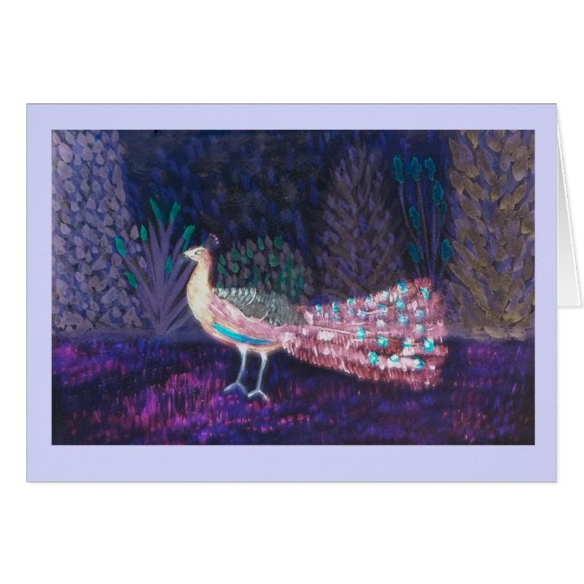 Cartão Peafowl - Pintura Belo Pavão de Jardim (Frente Horizontal)