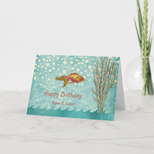 Cartão Pearl Confetti Seaweed, Peixe-dourado, Aniversári
