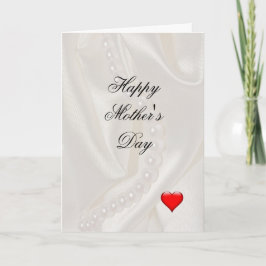 Cartão Pearls on Satin with a small heart Mother's Day 