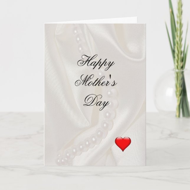 Cartão Pearls on Satin with a small heart Mother's Day  (Frente)