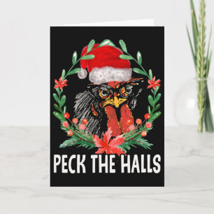Cartão Peck The Halls Frango Flocos de Neve Natal Papai N