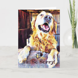 Cartão Peço Desculpas Golden Retriever Arte Aniversário A