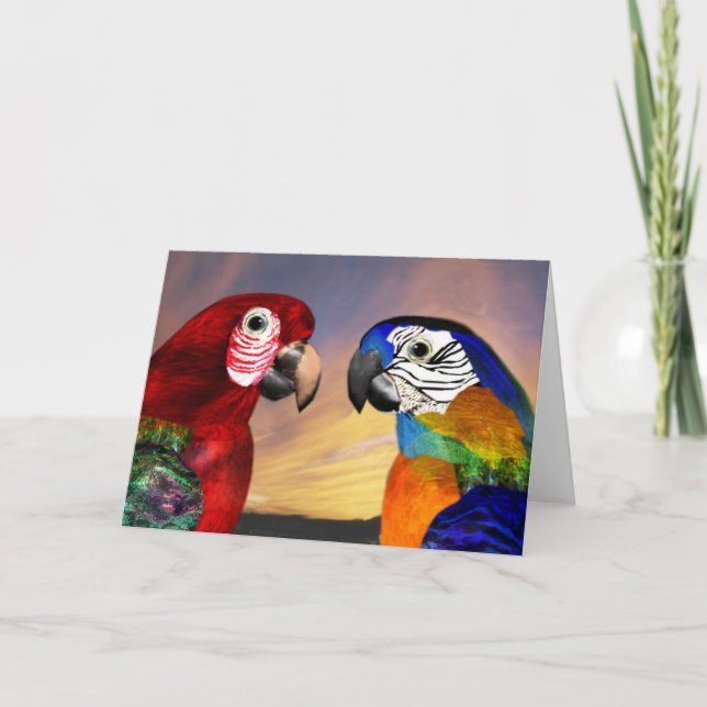 CARTÃO PEDAÇOS HÍPIDOS / ARA VERMELHA E AZUL (Frente)