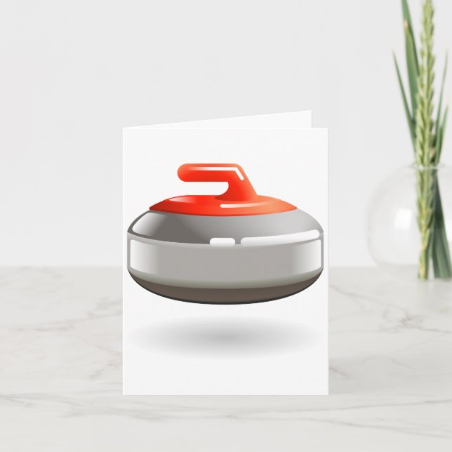 Cartão Pedra de Curling Vermelha Esportes de Inverno (Frente)