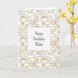 Cartão Pedras Falsas Cinza Branco Creme Aniversário