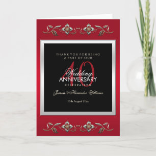 Cartão Pedras Preciosas Rubi Elegantes 40º Aniversário de