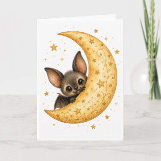 Cartão Peekaboo Pumpkin Patch Morcego Halloween Aquarela