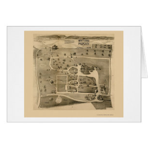 Cartão Peekskill no Hudson, mapa panorâmico de NY - 1890