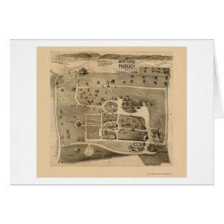 Cartão Peekskill no Hudson, mapa panorâmico de NY - 1890