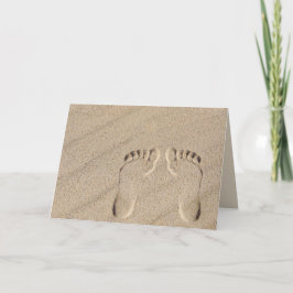 Cartão Pegadas Na Areia Da Praia De Aniversário