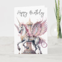 Pégase Unicórnio Carrossel Cavalo Rosa