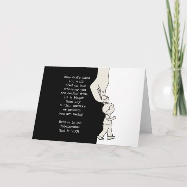 Cartão Pegue a mão de Deus (Frente)