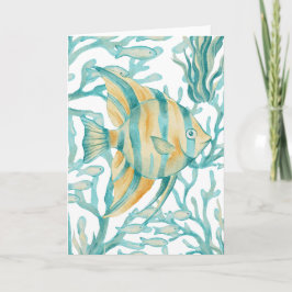 Cartão Peixe-anjo Azul-água Tinta àgua Peixe