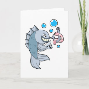 Cartão Peixe com anzol & Minhoca