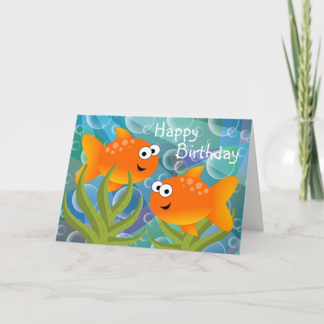 Cartão Peixe de Aniversário No Mar (Frente)
