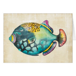 Cartão Peixe de Aquário Azul e Roxo