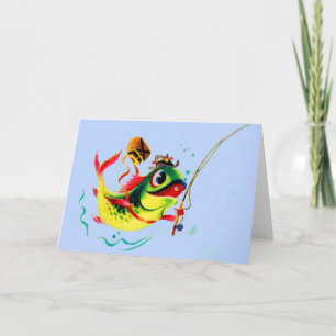 Cartão Peixe de pesca dos anos 40