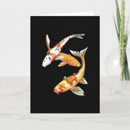 Cartão Peixe dourado de Koi do japonês no preto