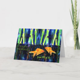 Cartão Peixe dourado de Norooz na água, dtodos nós