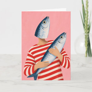 Cartão Peixe Engraçado Abraço Sardinha Caprichosa Náutica