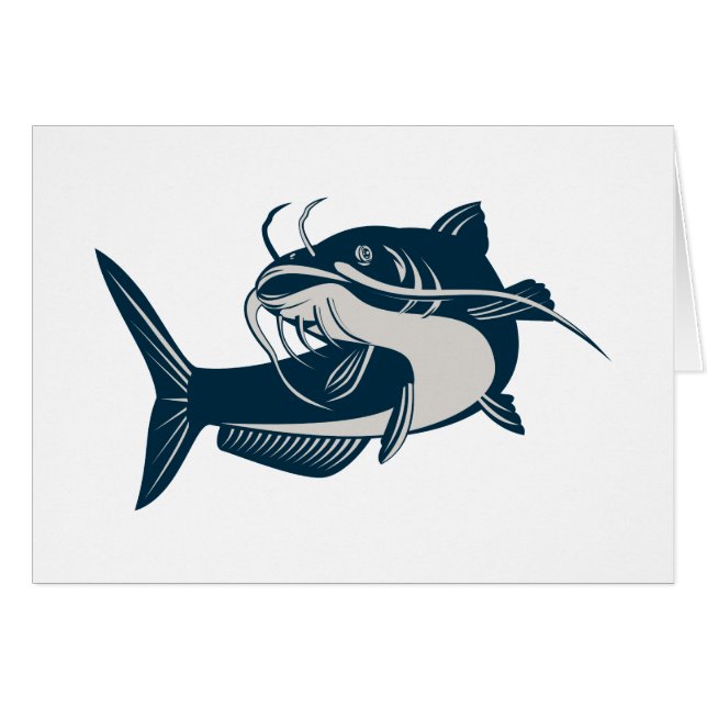 Cartão peixe-gato que nada acima (Frente Horizontal)