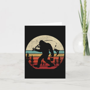 Cartão Peixe-Pé-Grande A Pescar Homens-Pai Retro Sasquata