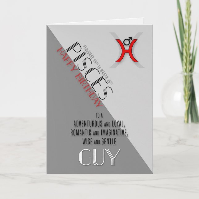 Cartão Peixes Aniversário para Ele 20 de fevereiro a 20 d (Frente)