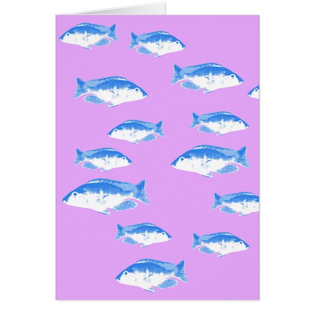 Cartão Peixes azuis em lilás (Frente)