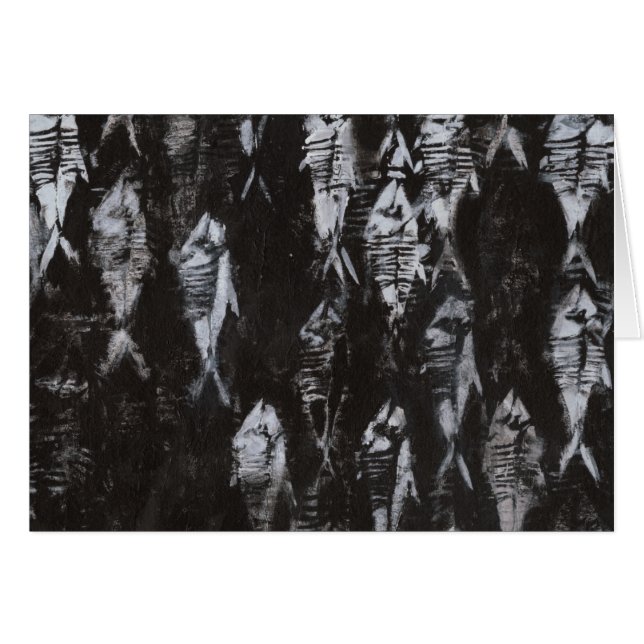 Cartão Peixes Brancos Fósseis em Fundo Negro (Frente Horizontal)