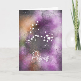Cartão Peixes Constellation Zodiac Purple Galaxy