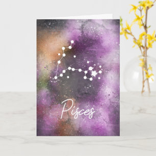 Cartão Peixes Constellation Zodiac Purple Galaxy