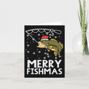 Cartão Peixes de peixes felizes pescando Xmas Pais de Nat