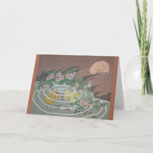 Cartão Peixes dourados, cães e Sapos