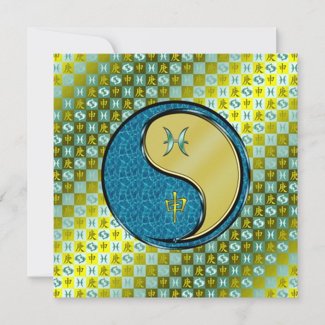 Cartão Peixes e macaco metálico (Frente)